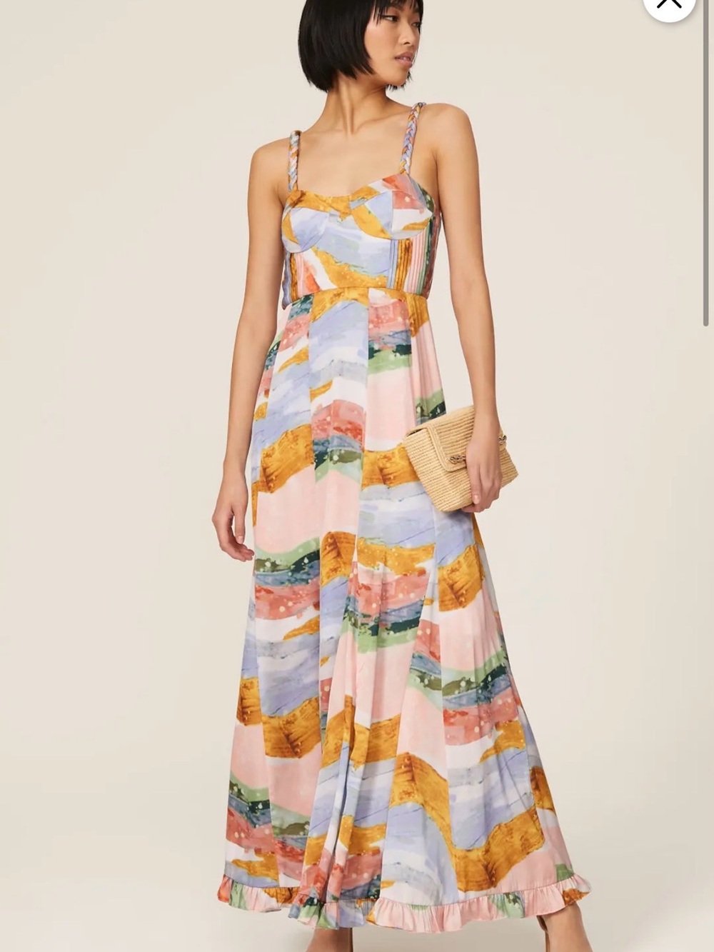 Hutch Multicolor Abstract Maxi Dress — Pink, Blue, Green & Gold
